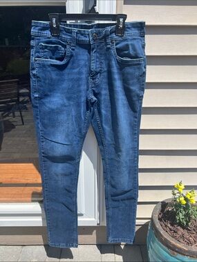 Men's Skinny Jeans in Dark Blue Stretch Denim